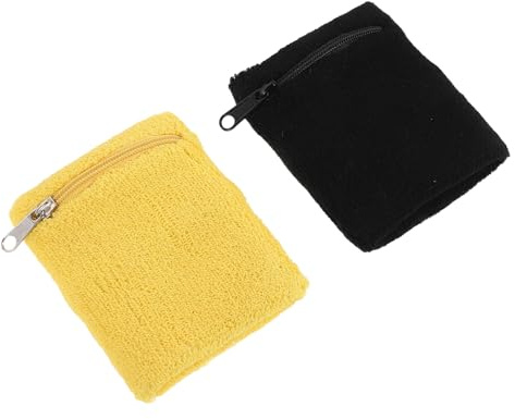 BESTOMZ 2 Stück-Pack Baumwoll Sport Schweißbänder mit Reißverschluss Atmungsaktive Handgelenktaschen für Damen und Herren Lauf Armbänder zur Schlüssel und Geldaufbewahrung Beim