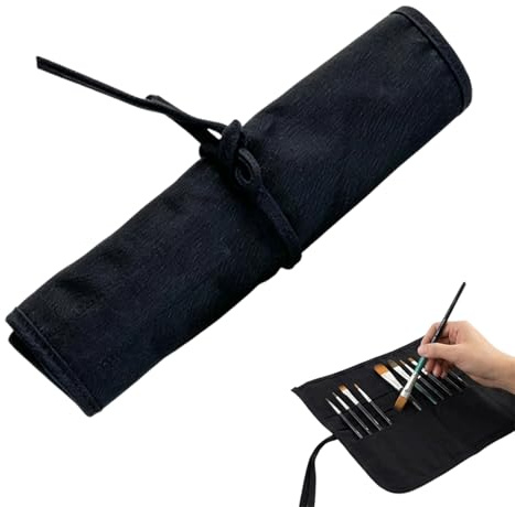 ZeBQrphio Artist Paint Brush Holder, Roll Up Brush Storage Pouch, Easy to Carry, Artist Paint Brush Holder Organizers for Draw Pen Watercolor Oil Brushes(40 * 35cm,Black)