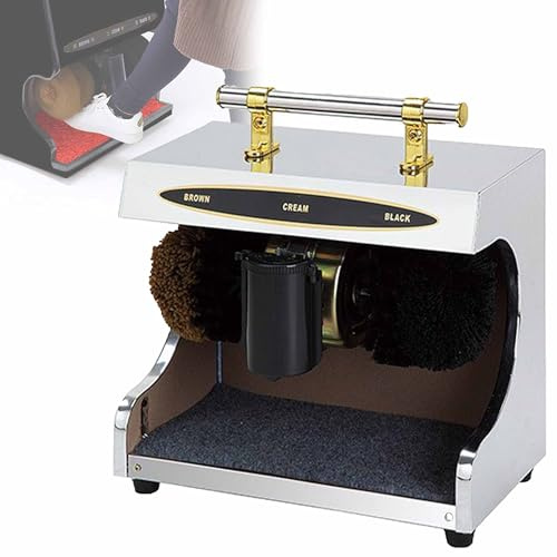 Electric Shoe Polishing Machine, Automatic Induction Double Brush Shoe Shiner, Low Noise Large Oil Box, Oil Dispensing Without Dripping, for Home Use