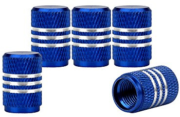 SENZEAL 5pcs Capuchons De Poussière De Voiture Autour De Roue en Aluminium Pneu Valve Caps Bleu