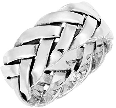 Silverly Anelli in Argento Sterling 925 per Uomo e Donna | Anello Intrecciato 7,7 mm | Anelli da Uomo a Fascia Larga | Fedi Nuziali Spesse con Fascia Intrecciata per Lui e per Lei