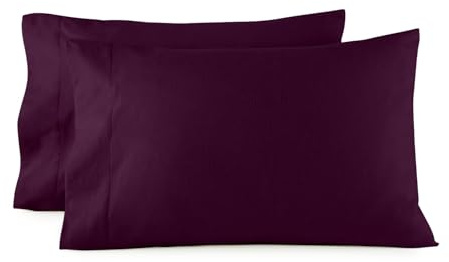 Organic Flannel Pillowcases Standard Set of 2 - Ultra Comfortable 100% Organic Cotton Pillow Cases Standard Size with Premium Smooth Brushed Finish and Envelope Closure (Aubergine, Standard)