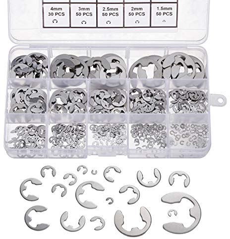 400 Stück Edelstahl E-Clips E-Ring Sortiment, KWOKWEI Sicherungsring Snap 1.5/2/2.5/3/4/5/6/7/8/9/10/12/15mm, Sicherungsscheiben Sortiment mit Box für Wellennut Maschine Automotive Anwendung