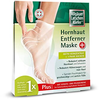 ALLGÄUER LATSCHENKIEFER Hornhaut Entferner Maske Plus, für geschmeidige und zartere Füße, reduziert Hornhaut & Schwielen, Hühneraugen & raue Haut und spendet Feuchtigkeit., 1 Stück (1er Pack)