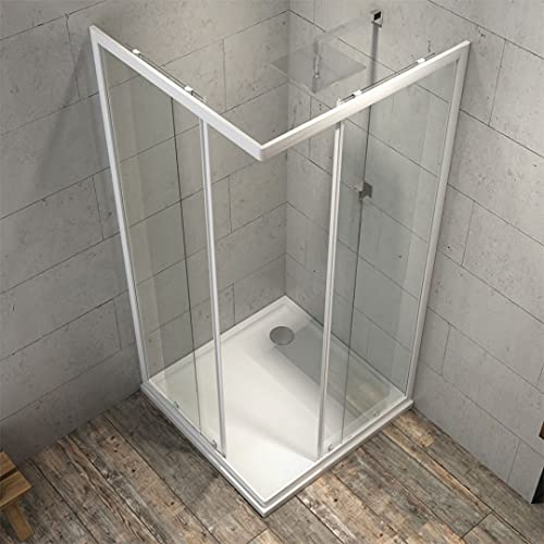 Ogomondo Box Cabina Doccia Angolare Corner Due Ante Scorrevoli Cristallo Temprato Trasparente (1, 66.5-69.5x86.5-89.5 Trasparente)