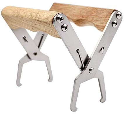 Imker Bienenkorb Rahmen Griff Lifter, Imkereibedarf Imker Bienenwaben Werkzeug Wabenheber Klammer Edelstahl mit Holzgriff