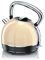 Arendo - Wasserkocher Retro Edelstahl Teekessel im Vintage Style - max. 2200 Watt - austauschbarer Kalkfilter - Füllmenge max. 1.7 Liter - automatische Abschaltung - beige - GS