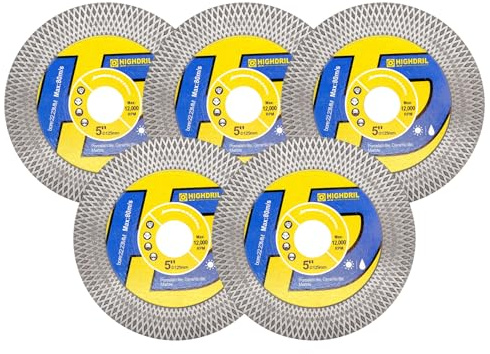 HIGHDRIL Fliesen Diamant Sägeblatt Trennscheibe 5 Stück 125mm zum Schneiden und Schleifen von Porzellanfliesen Granit Marmor Keramik Beton