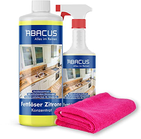 ABACUS® Set Fettlöser Zitrone, Zitronen Allzweckreiniger Konzentrat, Küchenreiniger Zitronenduft, Kraftreiniger, Universalreiniger – Fettlöser Zitrone 1750 ml Set (7805)