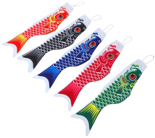 SOIMISS 5stücke Japanische Karpfenflagge Nobori Bunte Fisch-windsäcke Zum Aufhängen Wetterfeste Outdoor Dekoration Für Drachenbootfest Geschenkidee Für Reiseleiter | 70cm Länge, Bunte Fischflaggen für Boot und Deko, Drachenbootfest, Marine Anwendung