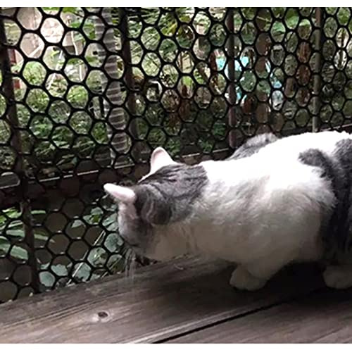 Grillage Jardin Filet à Poule à Oiseaux Balcon Patio Cour Grillage De Poulet En Plastique Pour Chats, Trous Hexagonaux Clôture De Barrière De Pont Noir, Filet De Jardinage Pour Plantes Filet À Volaill