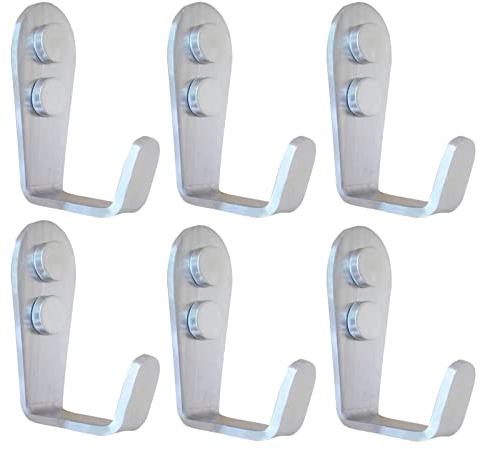 Beilala Coat Hooks Wall Mounted, 6 Pack Brushed Stainless Steel Door Hooks Heavy Duty Single Wall Hook, Large L Metal Hook for Clothes Robe Towel Hat Bag Key Cup