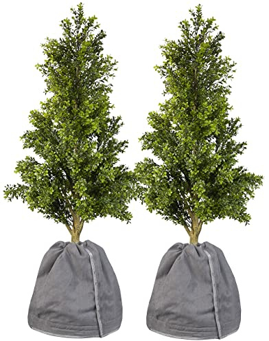 Royal Gardineer Abdeckhaube: 2er Set XL-Thermo-Topfschutz für Pflanzen,70x65cm,Drainage,anthrazit (Kübel Winterschutz, Frostschutzvliese, Gewächshaus)