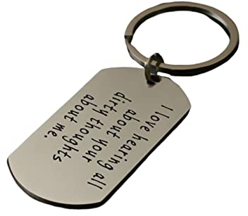 Stfery Schlüsselanhänger Zubehör, Keychain Aesthetic Edelstahl Erkennungsmarke mit Gravur Ich Liebe Es Alles zu Hören Dirty Silber Geschenk