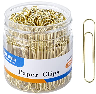 FUDAO FAMILY Lot de 100 trombones dorés de 50 mm, robustes et durables, indispensables pour l'organisation des documents