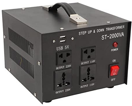 Transformador de Voltaje 50HZ/60HZ 9A, 2000W Ajustable 110V-120V 220V-240V Convertidor Reductor de Entrada de AC, con Protección contra Sobrecarga