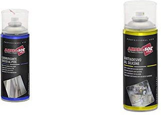Ambro-Sol - L051 Lubrificante Spray Secco al PTFE, Antiadesivo e Idrorepellente, 400 ml & I250 Antiadesivo al Silicone, Lubrificante, Lucidante, Protettivo e Perfetto come Distaccante, 400 ml