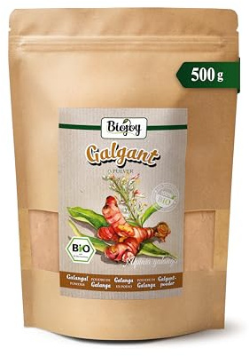 Biojoy Galanga BIO in polvere, radice di galanga macinata con cura, 500 g | Spezia di galanga dall’Indonesia, non trattata, Alpinia galanga L.