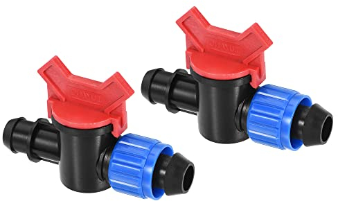 M METERXITY 2 Pack Barbed Ball Valve - Barb Connector Ball Valve Shut Off Switch Apply to Drip Irrigation and Aquariums (21 x 19mm, Black Blue Red)