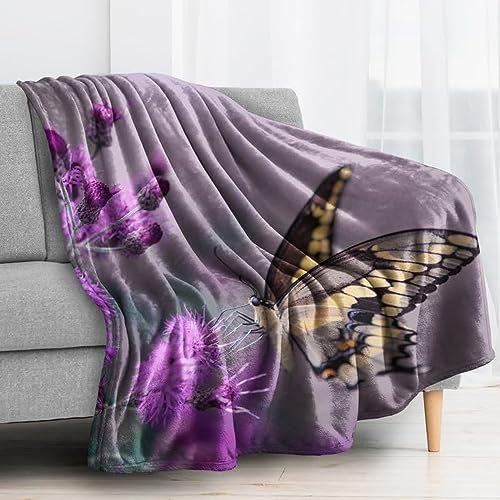 Kuscheldecke 80 x 150 cm 3D Die Blumen Flanell Fleecedecke, Weich Warm Flauschig Decke Schmetterling Wohndecke Decken für Sofadecke Couchdecke kuscheldecken für Kinder Erwachsene, Blanket