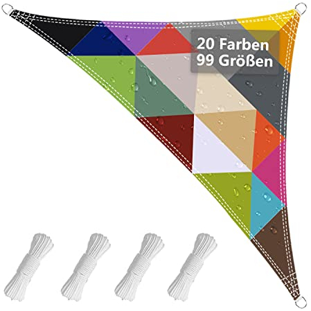 Tenda da sole impermeabile, triangolare, 2 x 2 x 3 m, 95%, protezione UV, resistente alle intemperie e antistrappo, in tessuto Oxford 420D, con set di fissaggio per giardino e balcone, grigio scuro