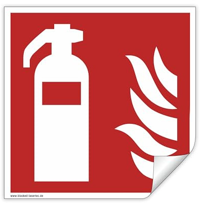 Schild Feuerlöscher F001 - ASR A1.3 - DIN EN ISO 7010 - Brandschutzzeichen für Innen und Aussen - PVC Aufkleber - selbstklebend (5, 50x50mm)