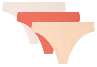 women'secret Pack 3 Braguitas sin Costuras Naranjas, Ropa Interior Mujer, Fluor Red, M