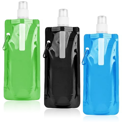 YeahBoom 3 Stück 500ml Faltbare Trinkflasche,Faltbare Wasserflaschen,Trinkflaschen Faltbar,Tragbarer Zusammenklappbare Wassersack,Flexibl Zusammenklappbare Wasserflasch Scooter