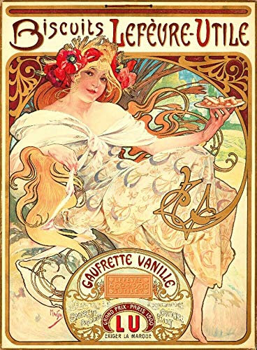 Biopracess Biscuits Lefevre Gaufrette Vanille Retro Metal Sign Tin Sign Funny Tin Sign 8x12 inch
