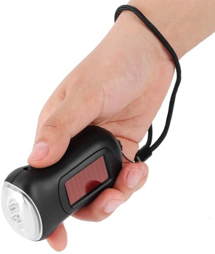 Lampe de Poche Rechargeable à Énergie Solaire, Manivelle Lampe de Poche Solaire Générateur d'urgence à LED Lampes de Poche Dynamo Torche pour Camping en Plein Air