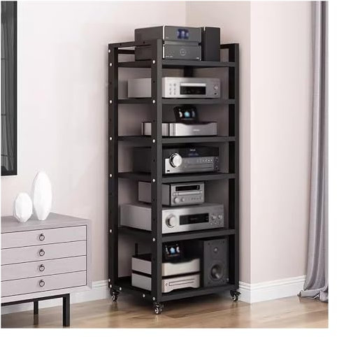 6-stufige Stereo-Ständer, Komponenten-Audio-Video-Rack, Home-Office-Wohnzimmer-Verstärker, DVD-CD-Player, TV-Zubehör, Receiver, Spiel, AV-Medien-Aufbewahrungsregal, Eck-Entertainment-Center-