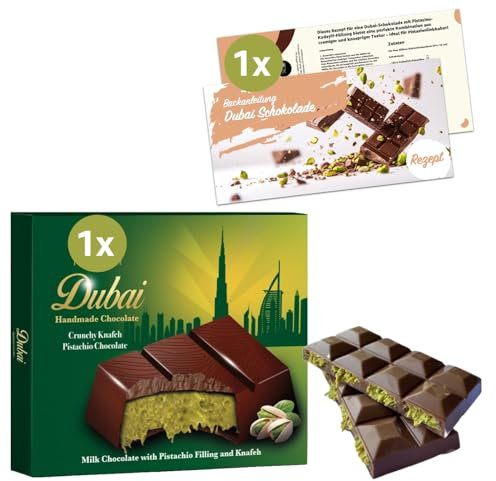 Chocolate Dubai - con pistacho y Kadayif según la receta original - 100 gr.