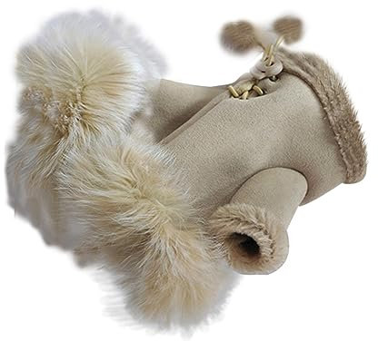 FOYTOKI Fingerlose Halbfingerhandschuhe Damen Winter Handschuhe Aus Weichem Mikrofaser Velours Mit Verstellbarem Handgelenkwärmer Cremefarben Kurz Für Kaltes Wetter Und Alltag