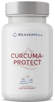 Curcuma-Protect | 90 gélules pour 45 jours | BEAVERHILL | Curcuma - Quercétine - Bromélaïne - Trans-Resvératrol - Coenzyme Q10 | Antioxydant - Articulations - Inflammation | Fabriqué en France