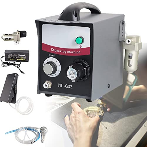 Jewelry Making Kit,Pneumatic Jewelry Engraver Machine 110v 220v Hand Engraving Machines 400-8000 Rpm Pneumatic Graver Handpiece Single-Head Micro Engraver for Jewelry Crafts Wrough