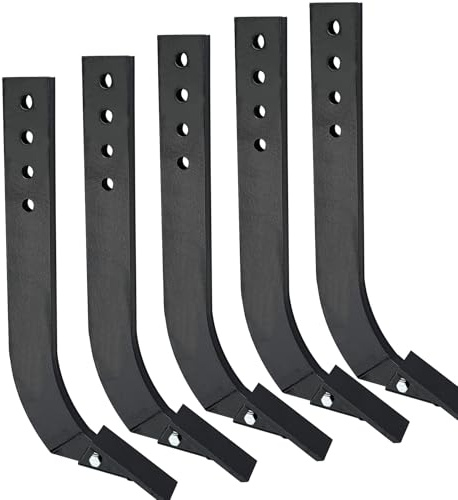 FINALAWOLF 5 Pack Scarifier Shank Teeth, 4 Hole Box Blade Shank, 18 Cutter Handle, Detachable Taper Teeth and Pin Ripper Handle, Adjustable Shank Assembly, Suitable for Changing, Digging, Plowing