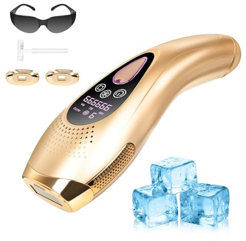 Schmerzfreies IPL Haarentfernungsgerät mit echter Saphir-Eiskühlung – 3-in-1 Gerät Haarentfernung mit 999.999 Lichtimpulsen & 9 Intensitätsstufen für Damen & Herren an Gesicht, Achseln, Armen & Bikini