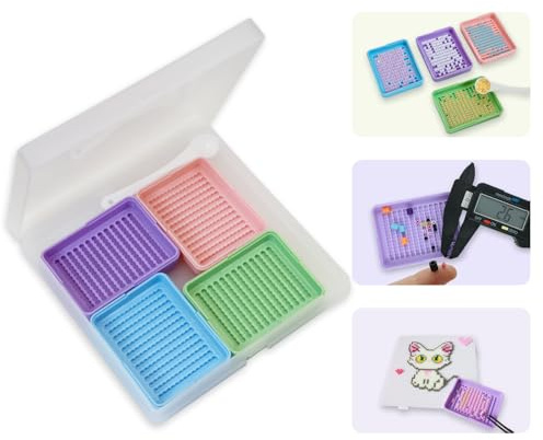 Paquete de 6 bandejas para recoger cuentas de fusible con caja de almacenamiento, herramientas de alineación para una colocación eficiente y organizada de cuentas, cuenta con 182 agujeros diseñados