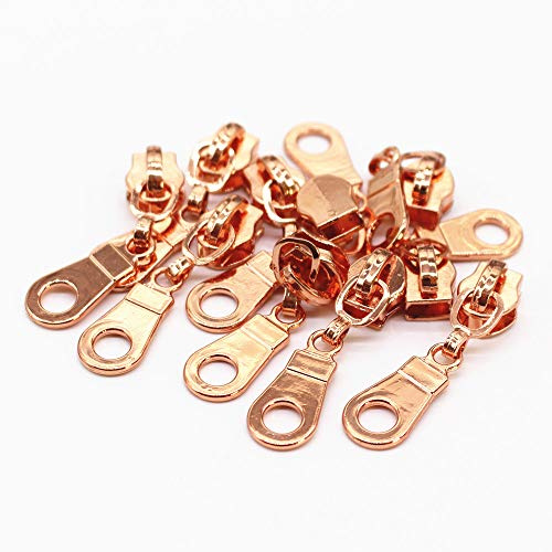 YaHoGa 50 stycken roséguldfärgad nonlock-dragkedja för ändlös dragkedja, metervara, 6 mm spiral (roséguldfärgad)