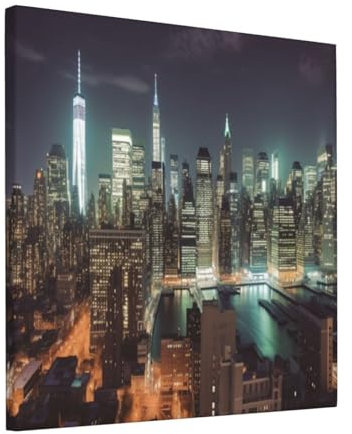 LHDGBWC Leinwand-Wandkunst für Wohnzimmer, Wanddekoration, modernes Kunstwerk, Malerei, Bilder, hängende Leinwanddrucke, New York City, ästhetische Wandkunst für Schlafzimmer, Badezimmer, Büro