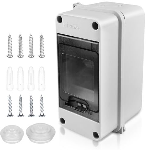 Quadro Elettrico Esterno, Scatola Elettrica da Esterno, Quadro Elettrico Interno di Distribuzione con 1 Fila, Quadro Elettrico 3 Moduli Impermeabile IP65, Scatola Elettrica da Parete per Giardino