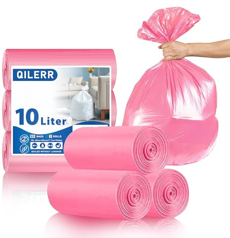 QILERR Bolsas de basura pequeñas de 10 litros, extra gruesas, 69 unidades, de plástico, sin perfume, para inodoro, oficina, dormitorio