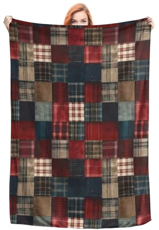YUAOEUR Retro Plaid Blanket - Thick and Warm, Fluffy Flannel & Soft Blankets for Bed and Couch Twin Size 150cm x 200cm
