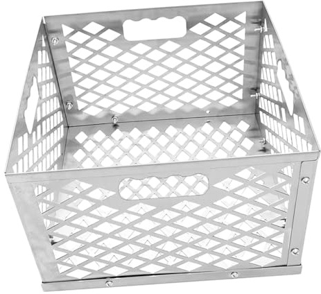 Angoily Cesto per Carbone in Acciaio per Affumicatore Offset Scatola Carbone Riutilizzabile Maniglia Resistente Accessorio Barbecue per Affumicatura a e Alta Temperatura
