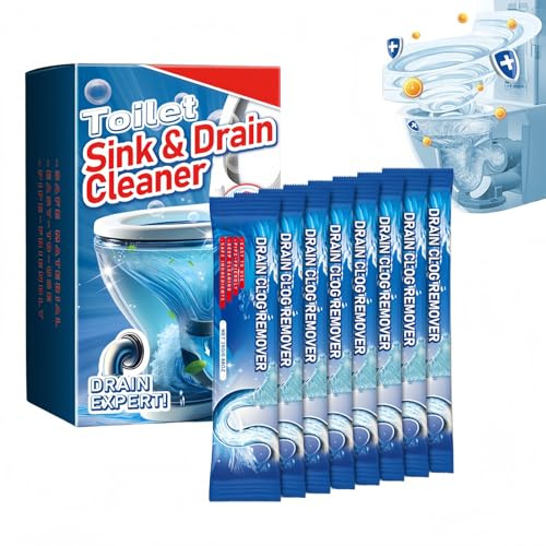 8PCS Toilet Sink and Drain Cleaner,Toilet Unclogging and Cleaning Powder,Drain Clog Remover,Quickly Dissolve Drain Cleaners,Shower/Sink Unblocker,Pipeline Dredging Agent,Bathroom Drain Unclogger