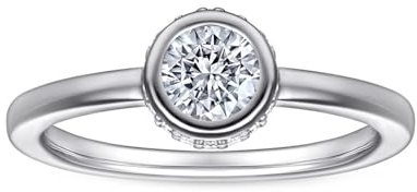 Calefee 14k White Gold Rings for Women Wedding, Lab Grown Diamond Ring 0.54 Carat Size P 1/2, Womens Jewelry for Engagement