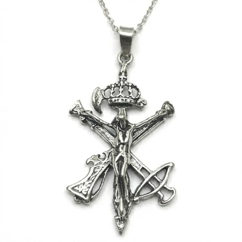 Alylosilver Conjunto de Colgante Cruz Cristo de Mena y Cadena de 45 cm en Plata de Ley 925 - Estuche de Regalo - Joyería Semana Santa Legión Española
