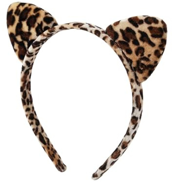 Haarreif mit Katzenohren im Leopardenmuster, einzelnes Leo-Accessoire für Damen, ideal für Fasching, Karneval, Mottoparty und Cosplay, stilvolles Leoparden Kostüm Zubehör für einen besonderen Look