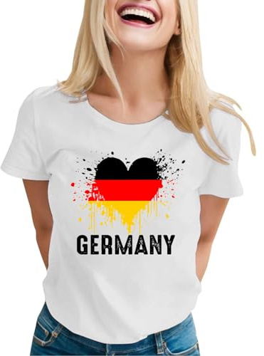 Wm Trikot 2026 Deutschland Damen Shirt Sportshirt Frauen Kurzarm Summer Tops Lockeres Lässiges Oberteil mit Rundhalsausschnitt und Deutscher (beige,XXL)