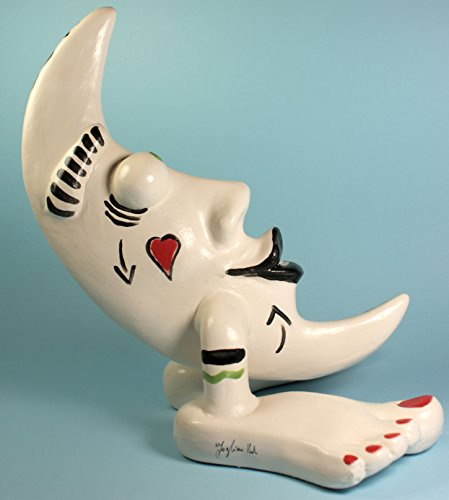 LUNA IN PIEDI firmata ITALDESIGNFOGLIARO - SCULTURA IN CERAMICA BIANCA mezzaluna portafortuna Alta cm 26,5 Peso gr 658 - Certificato di autenticità n° LPN000004